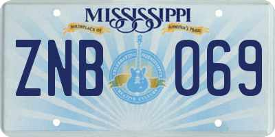 MS license plate ZNB069