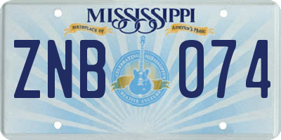 MS license plate ZNB074