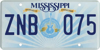MS license plate ZNB075