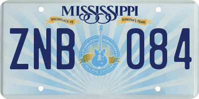 MS license plate ZNB084