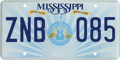MS license plate ZNB085