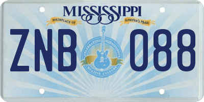 MS license plate ZNB088