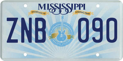 MS license plate ZNB090