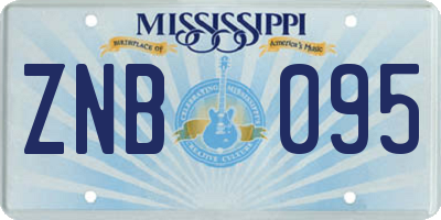MS license plate ZNB095