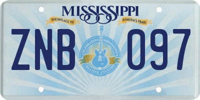 MS license plate ZNB097