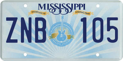 MS license plate ZNB105
