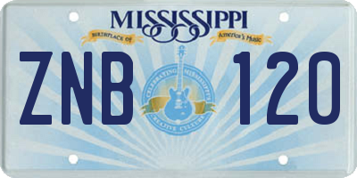MS license plate ZNB120