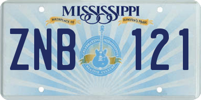MS license plate ZNB121