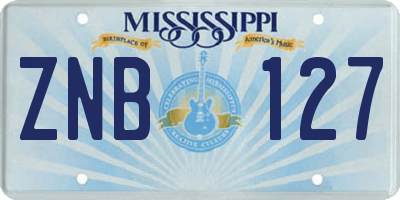 MS license plate ZNB127