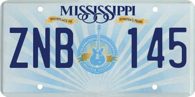MS license plate ZNB145