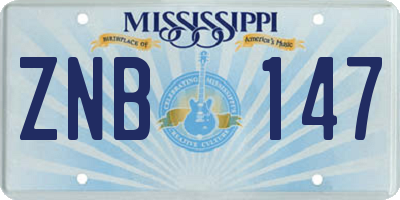 MS license plate ZNB147