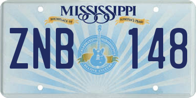 MS license plate ZNB148