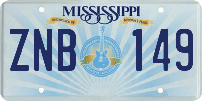 MS license plate ZNB149