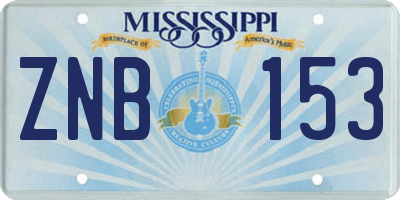 MS license plate ZNB153