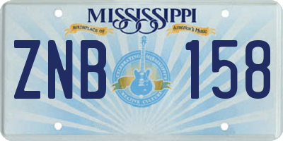 MS license plate ZNB158