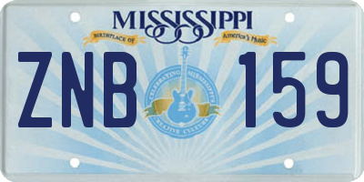 MS license plate ZNB159