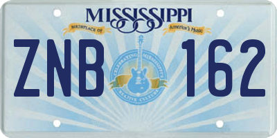 MS license plate ZNB162
