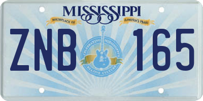 MS license plate ZNB165