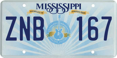 MS license plate ZNB167