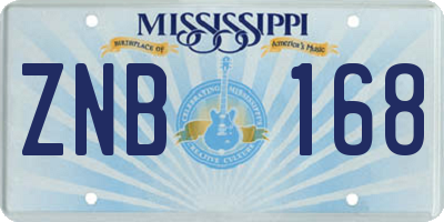 MS license plate ZNB168
