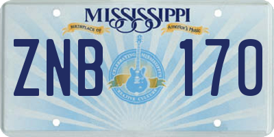 MS license plate ZNB170