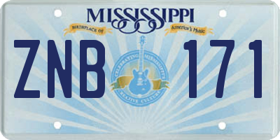 MS license plate ZNB171