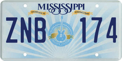 MS license plate ZNB174