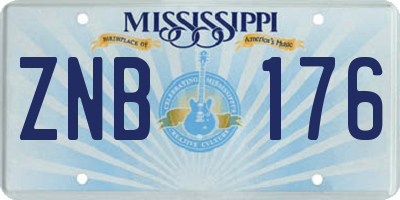 MS license plate ZNB176