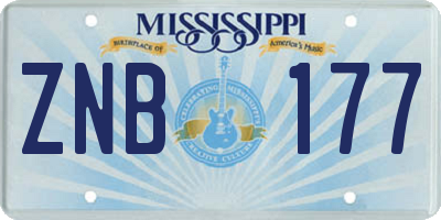 MS license plate ZNB177