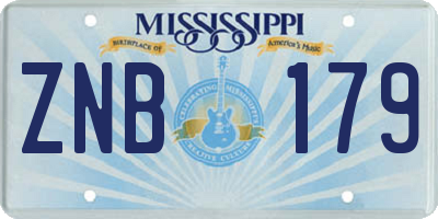 MS license plate ZNB179