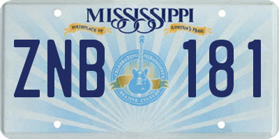 MS license plate ZNB181