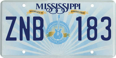 MS license plate ZNB183