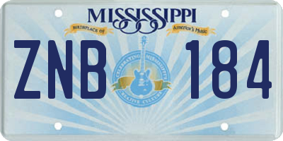 MS license plate ZNB184