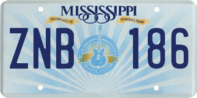 MS license plate ZNB186
