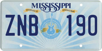 MS license plate ZNB190