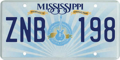 MS license plate ZNB198