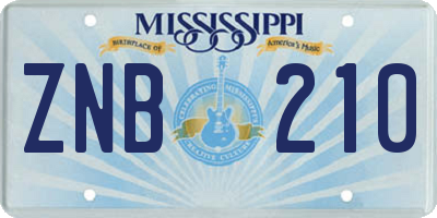 MS license plate ZNB210