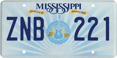 MS license plate ZNB221
