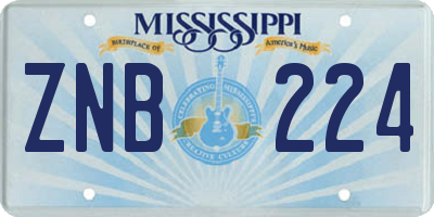 MS license plate ZNB224