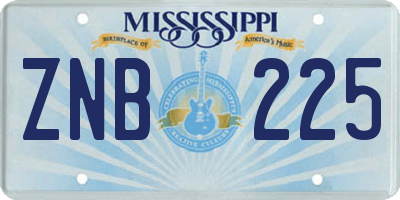 MS license plate ZNB225