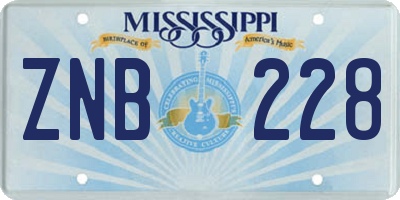 MS license plate ZNB228