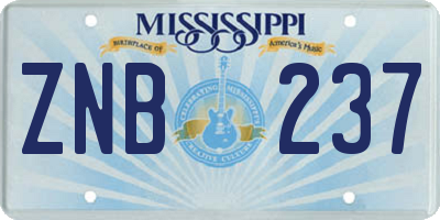 MS license plate ZNB237