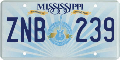 MS license plate ZNB239