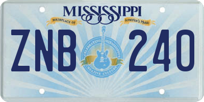 MS license plate ZNB240