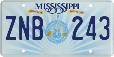MS license plate ZNB243