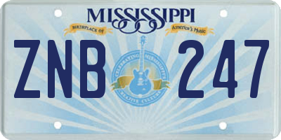MS license plate ZNB247
