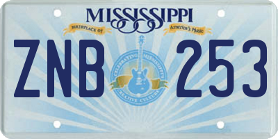 MS license plate ZNB253