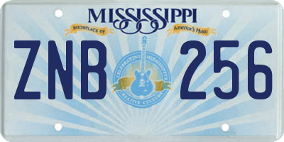 MS license plate ZNB256