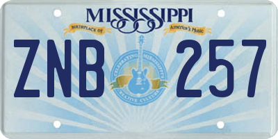 MS license plate ZNB257