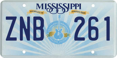 MS license plate ZNB261